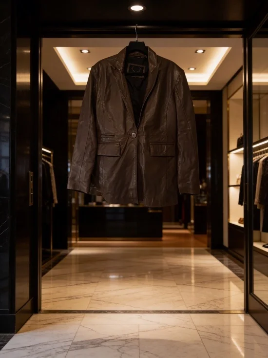 Bod and Christensen Brown Leather Blazer Jacket - Picture 2 of 5